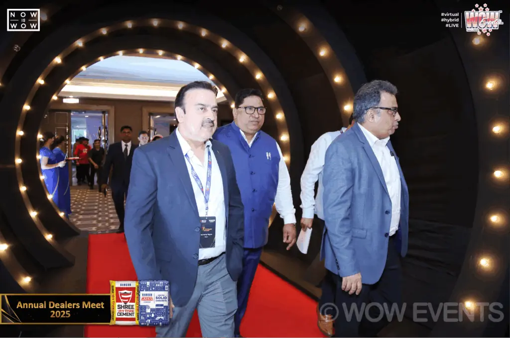 Guests arriving on the red carpet at the Shree Cement dealers meet