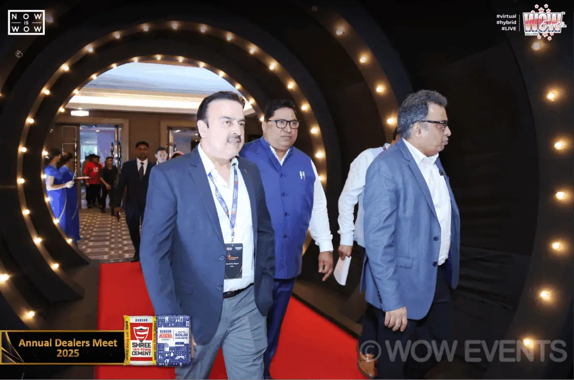 Guests arriving on the red carpet at the Shree Cement dealers meet