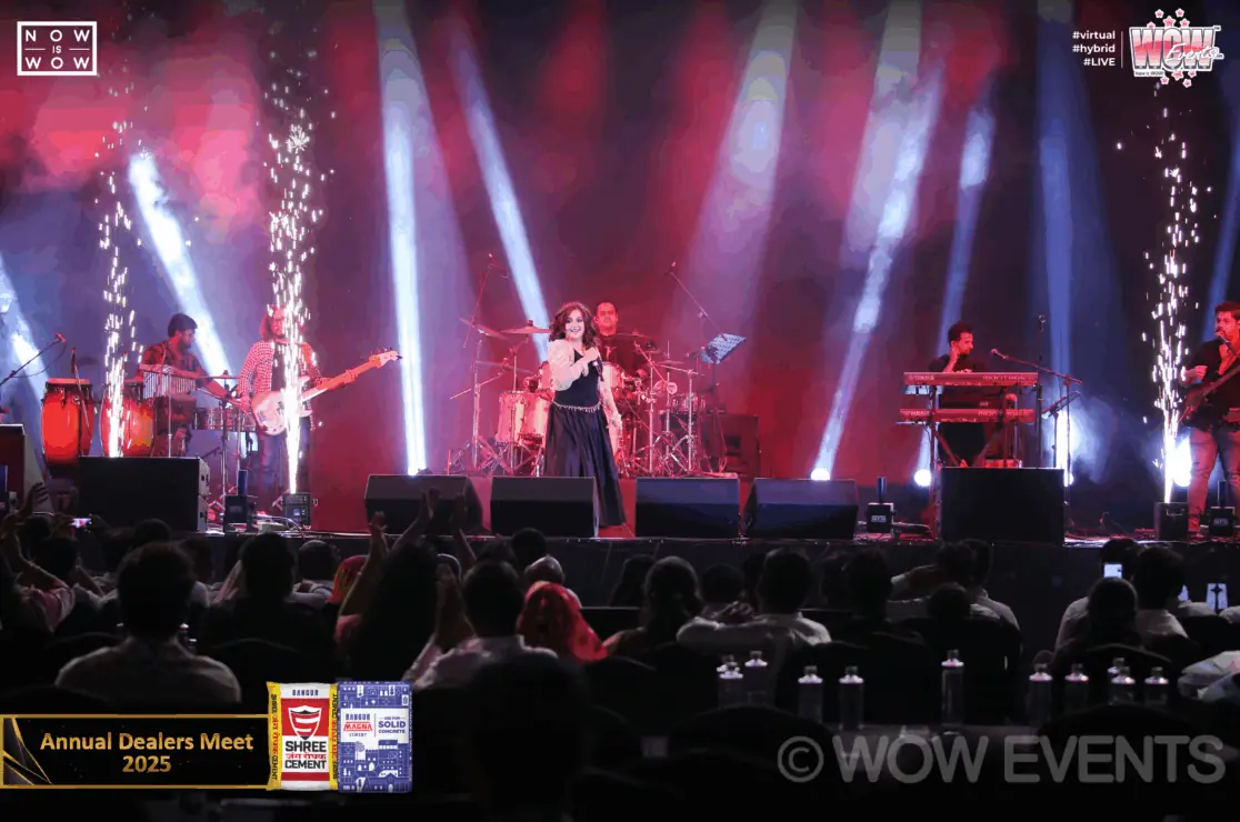 Live band with pyrotechnics at the Shree Cement dealers meet