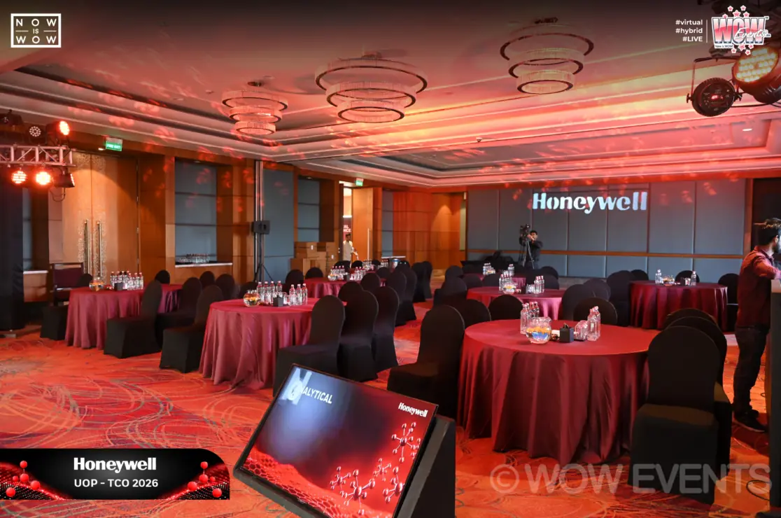 Honeywell UOP symposium banquet hall with round tables