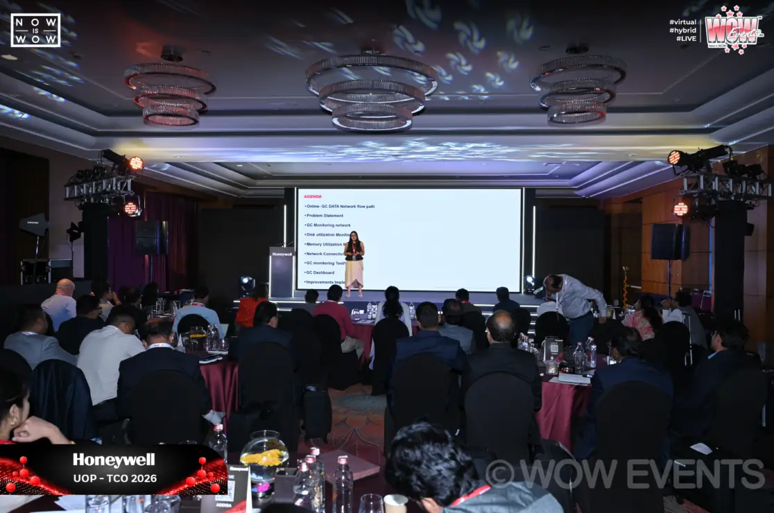 Audience watching a presentation at the Honeywell UOP symposium