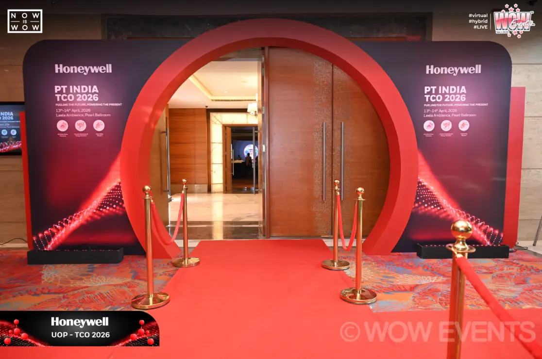 Red arch entrance at the Honeywell UOP symposium