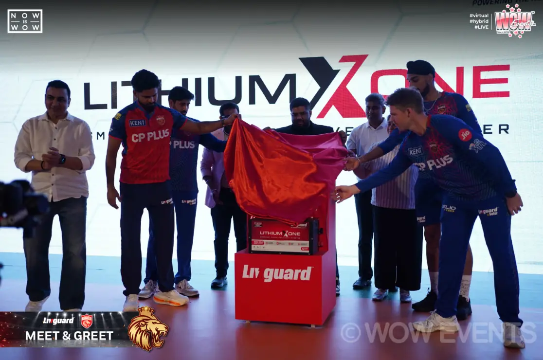 Livguard Lithium X One unveiling with cricketers on stage