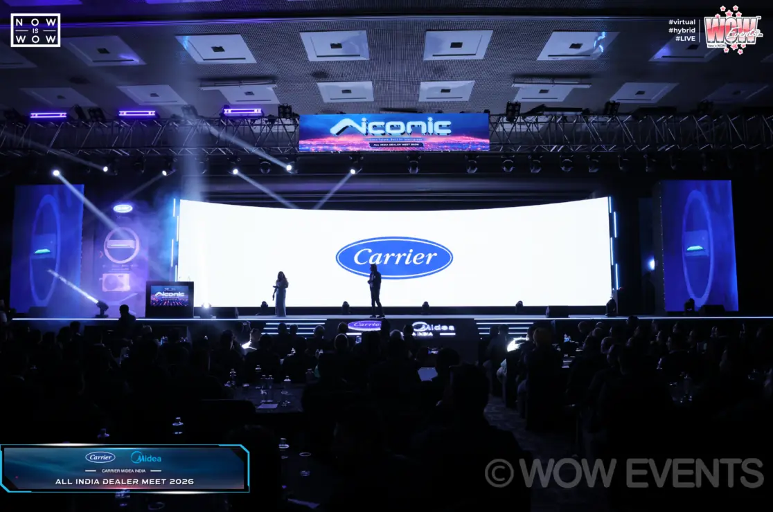 Carrier Midea India dealer meet hall with Aiconic screens