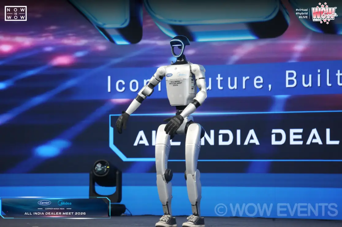 Carrier Midea India dealer meet with humanoid robot on stage