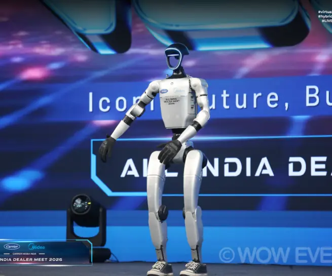 Carrier Midea India dealer meet with humanoid robot on stage