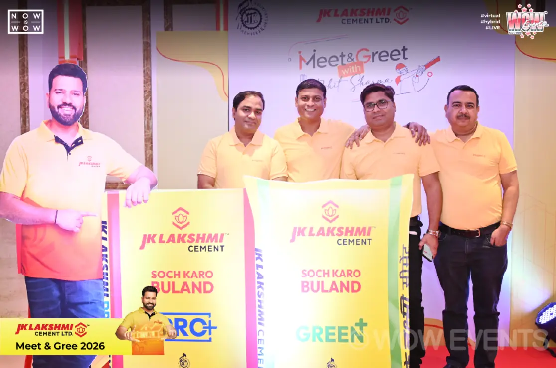 JK Lakshmi Cement team with product standees in Raipur