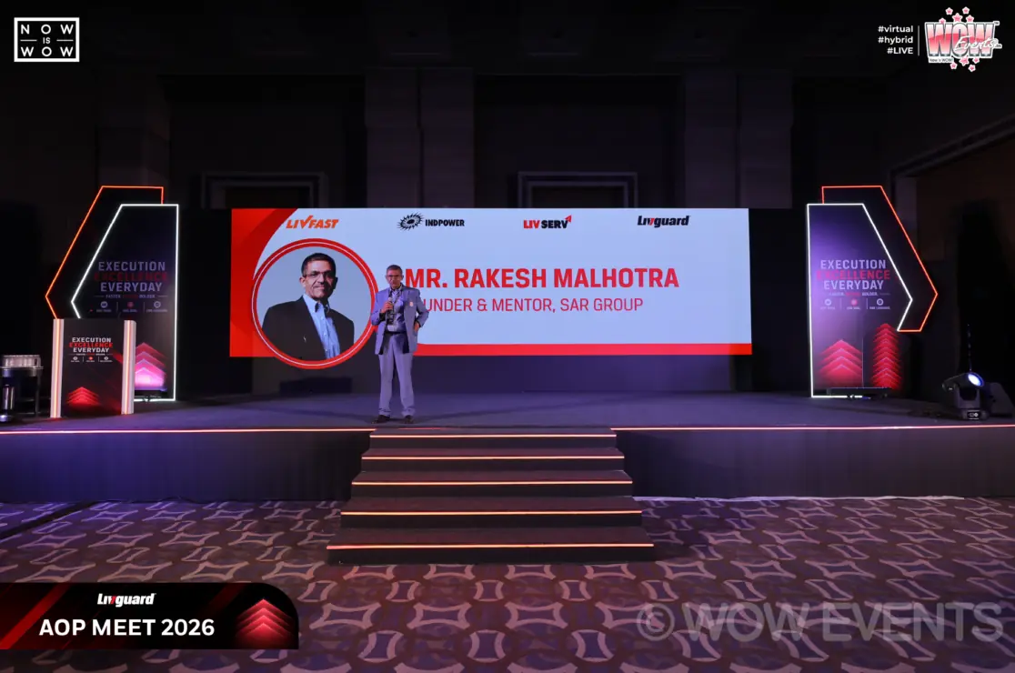 Speaker on stage at Livguard AOP Meet 2026