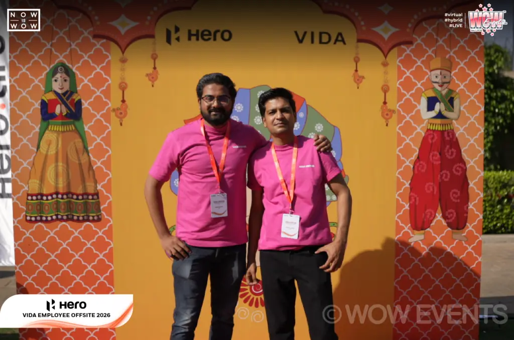 Hero Vida team members at a Rajasthani-themed photo booth