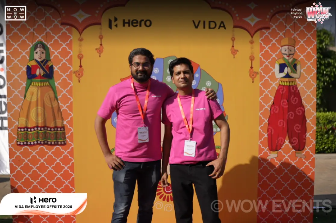 Hero Vida team members at a Rajasthani-themed photo booth