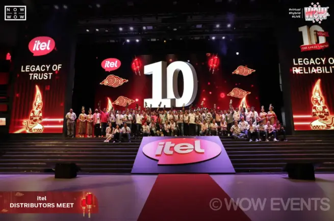 itel 10th anniversary stage with Legacy of Trust LED screens