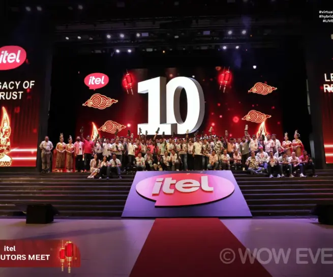 itel 10th anniversary stage with Legacy of Trust LED screens