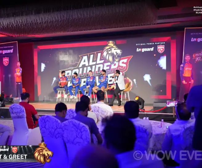 Meet and greet event with IPL cricket players stage screen